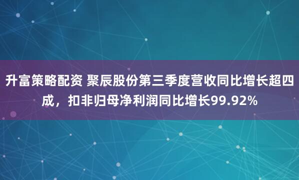 升富策略配资 聚辰股份第三季度营收同比增长超四成，扣非归母净利润同比增长99.92%
